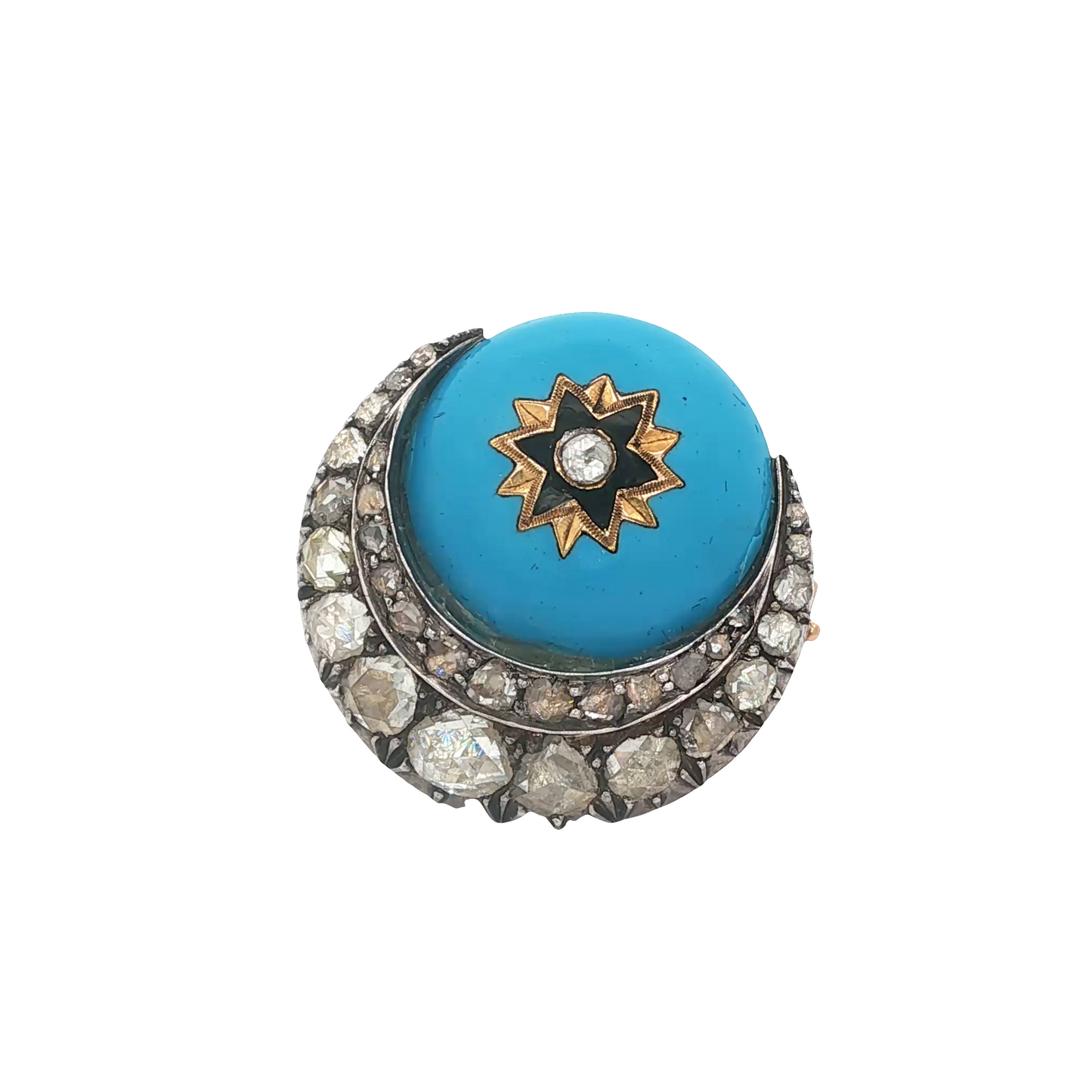 Victorian Enamel Crescent Brooch