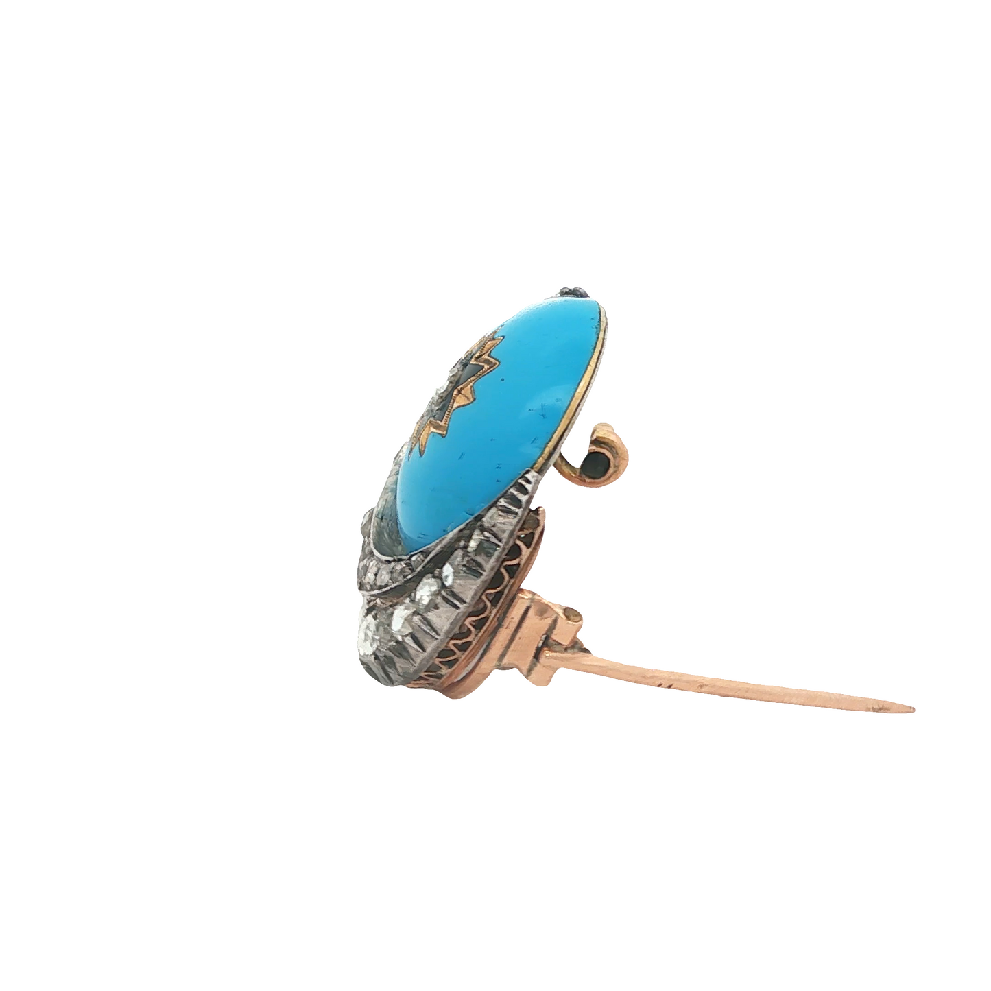 Victorian Enamel Crescent Brooch