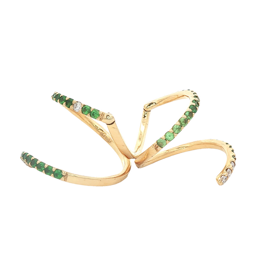 Vintage Demantoid Garnet and Diamond Wrap Ring
