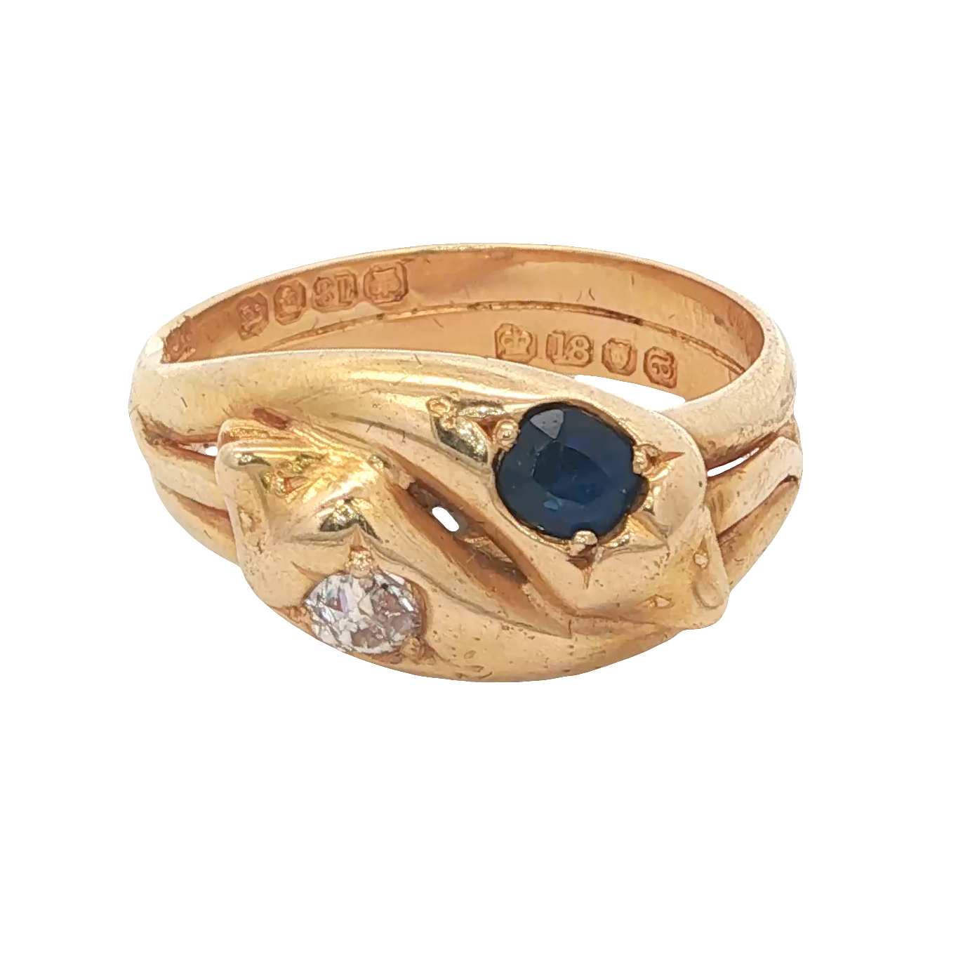 Victorian Sapphire and Diamond Double Snake Ring