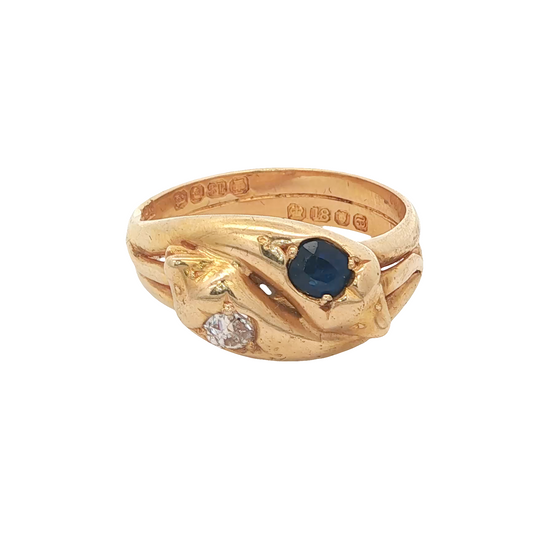 Victorian Sapphire and Diamond Double Snake Ring