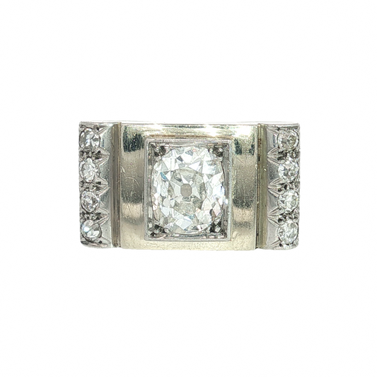 Retro Diamond Tank Ring