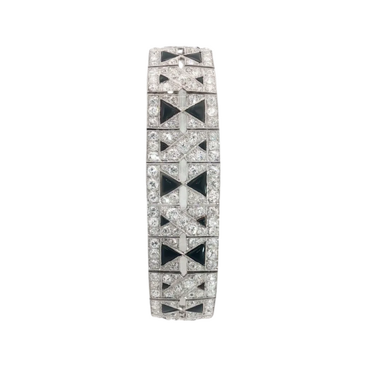 Art Deco Onyx and Diamond Bracelet