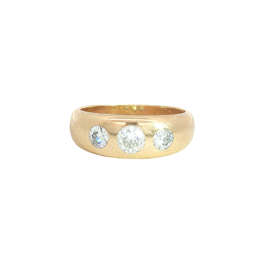 Vintage Three Stone Flush Set Diamond Ring
