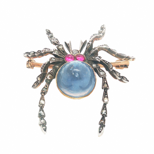 Antique Sapphire and Diamond Spider Brooch