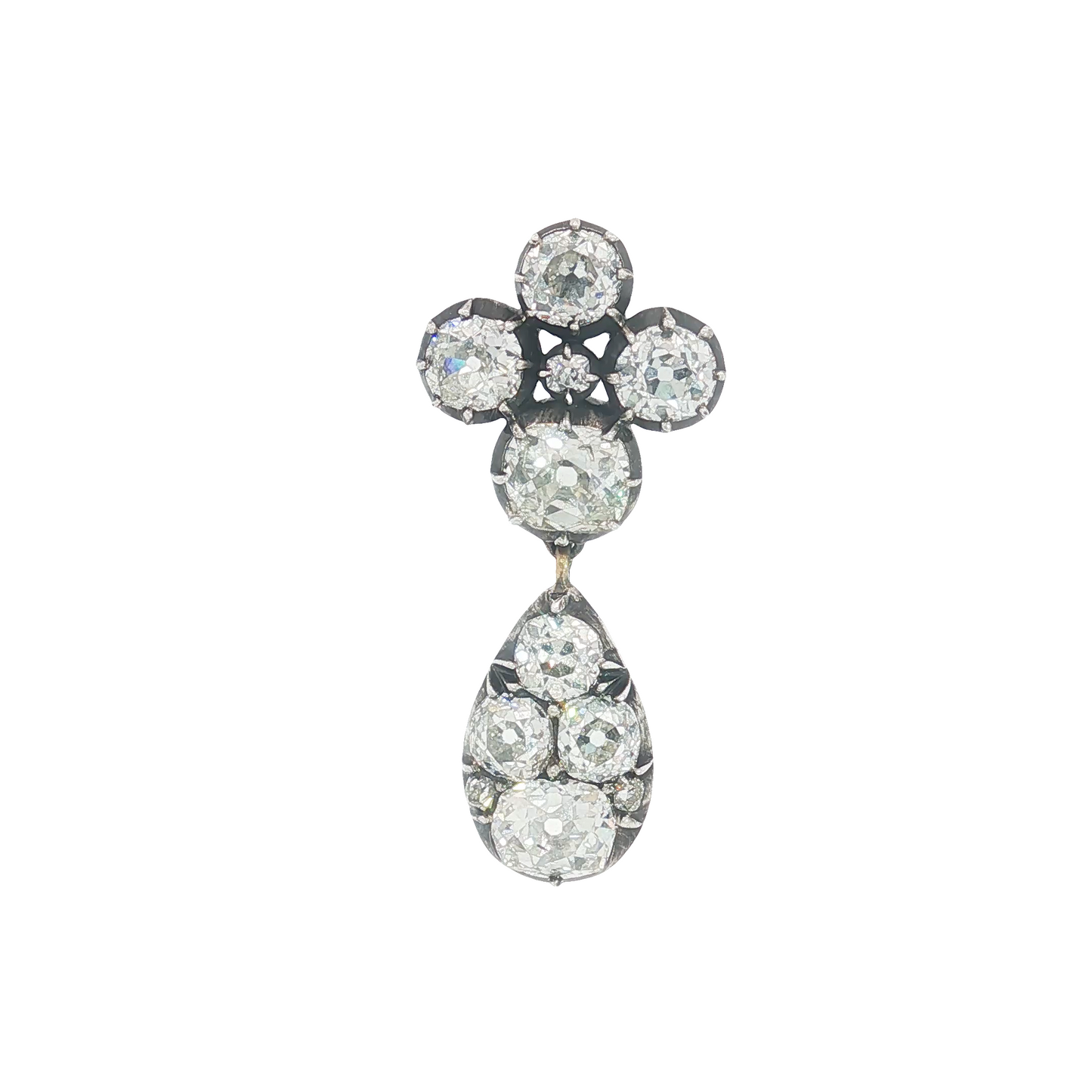 Victorian Old Mine Cut Diamond Drop Pendant