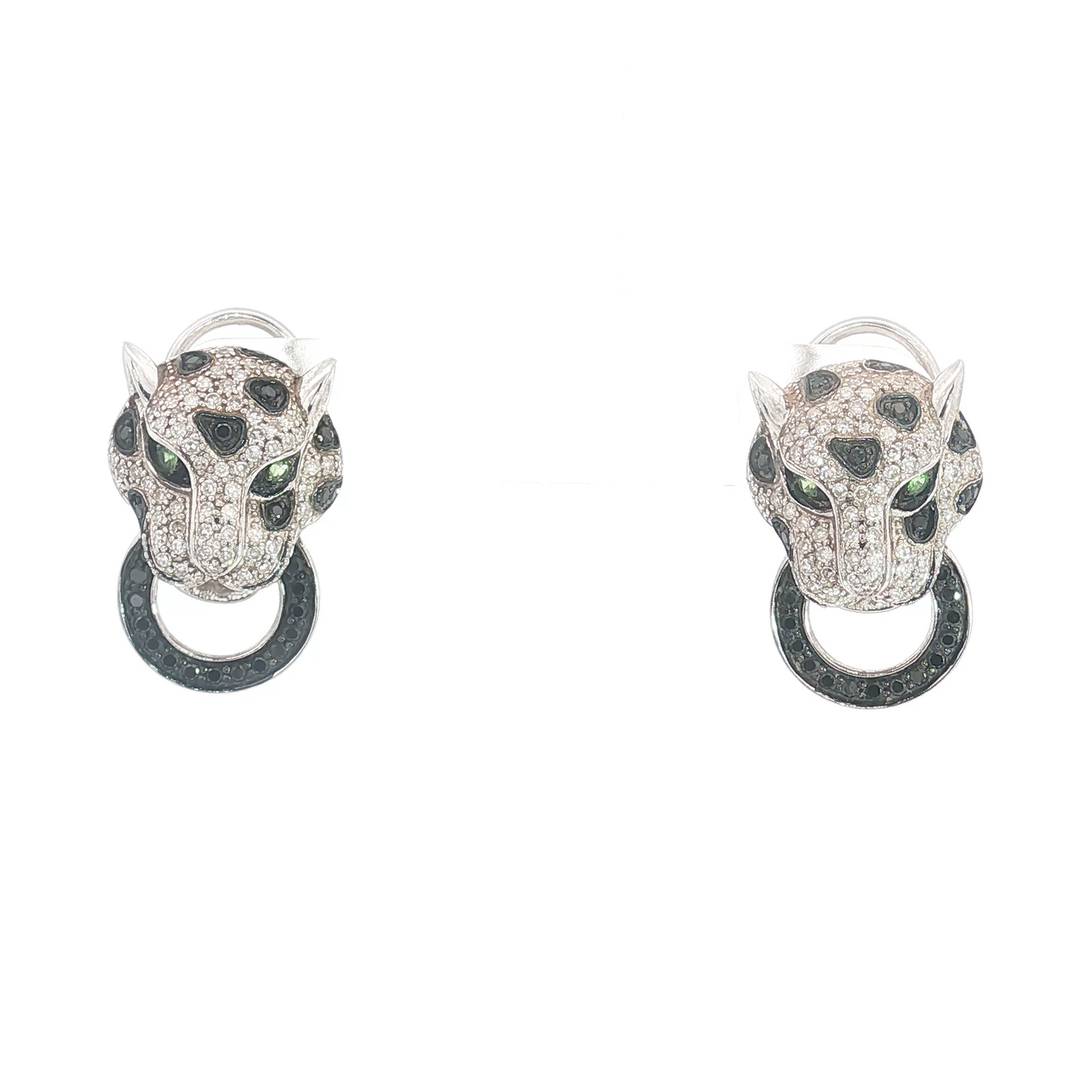 Vintage Diamond Leopard Door Knocker Earrings