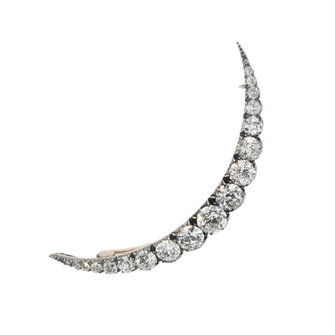 Victorian Diamond Single Row Crescent Brooch
