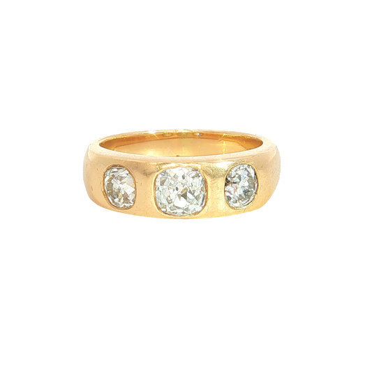 Antique Three Stone Flush Set Ring