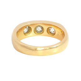 Antique Three Stone Old Mine Cut Diamond Ring