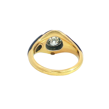 Antique Diamond and Blue Enamel Star Ring