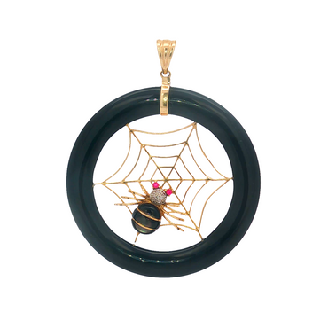 Vintage Spiderweb Onyx Pendant