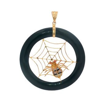 Vintage Spiderweb Onyx Pendant