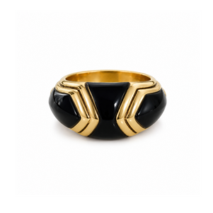 Vintage Bvlgari Domed Onyx and Gold Ring