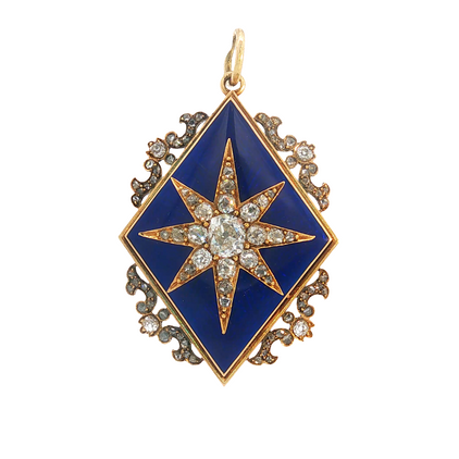 Victorian Enamel and Diamond Locket Pendant