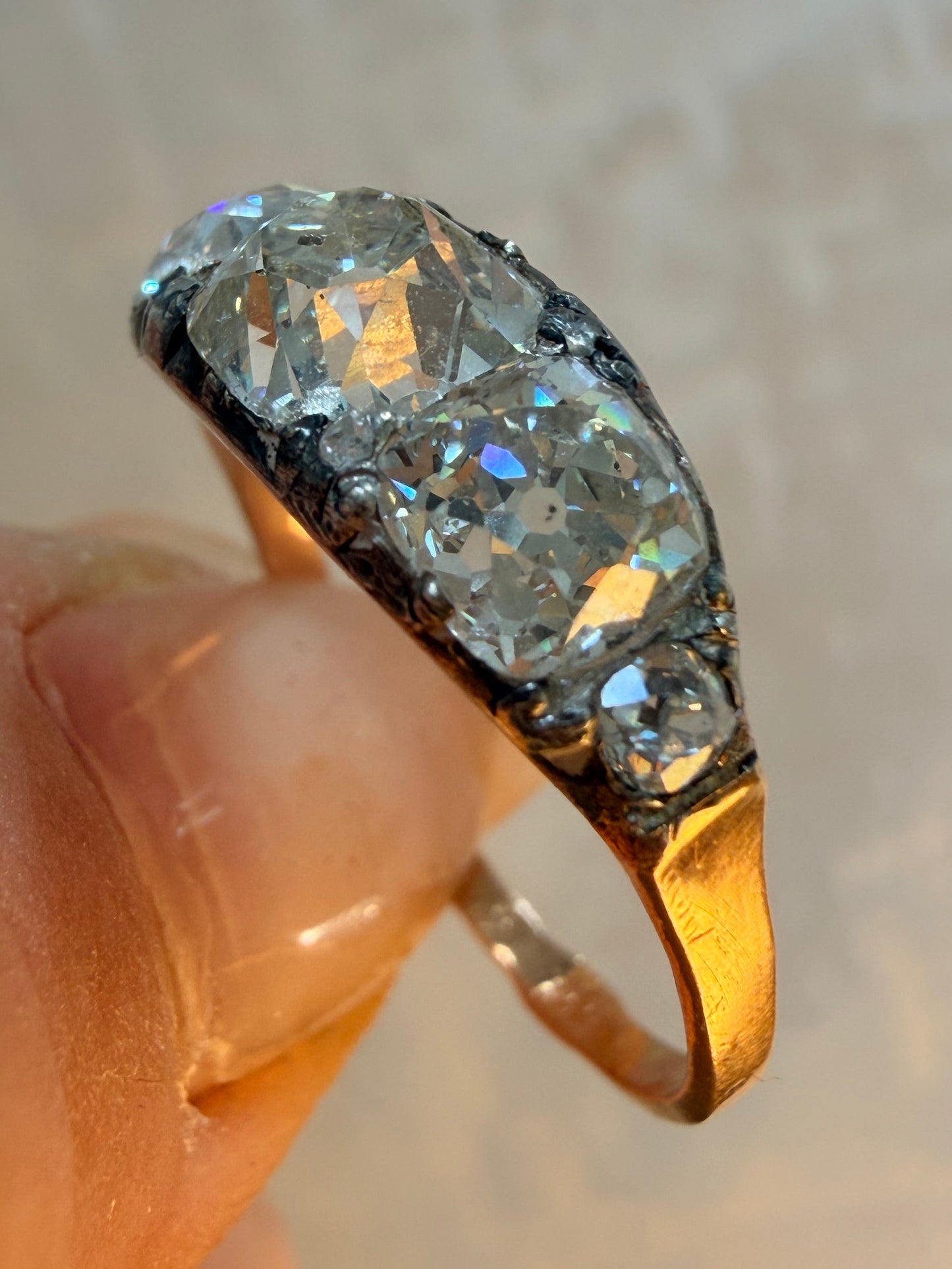 Antique Russian Three Stone