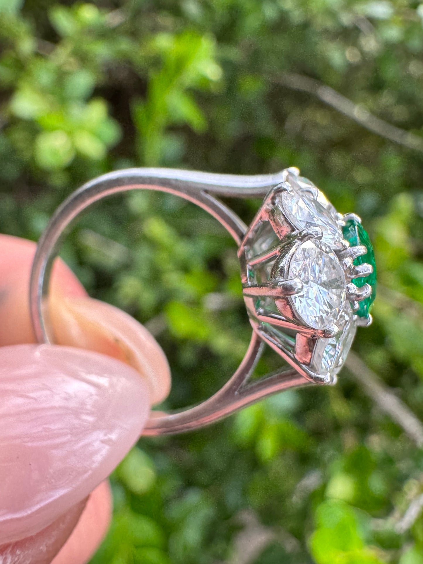 Vintage Cartier Emerald and Diamond Cluster Ring