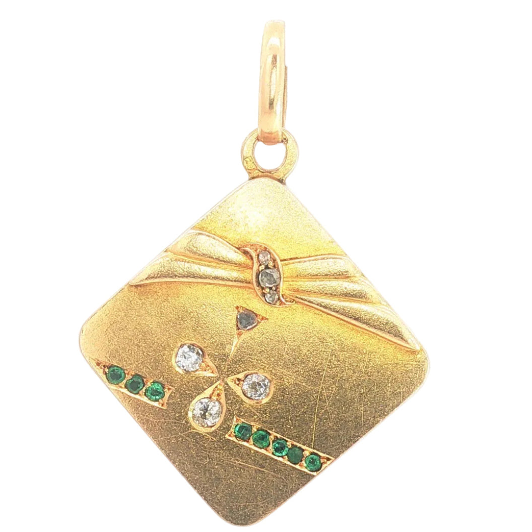 Victorian French Emerald and Diamond Locket