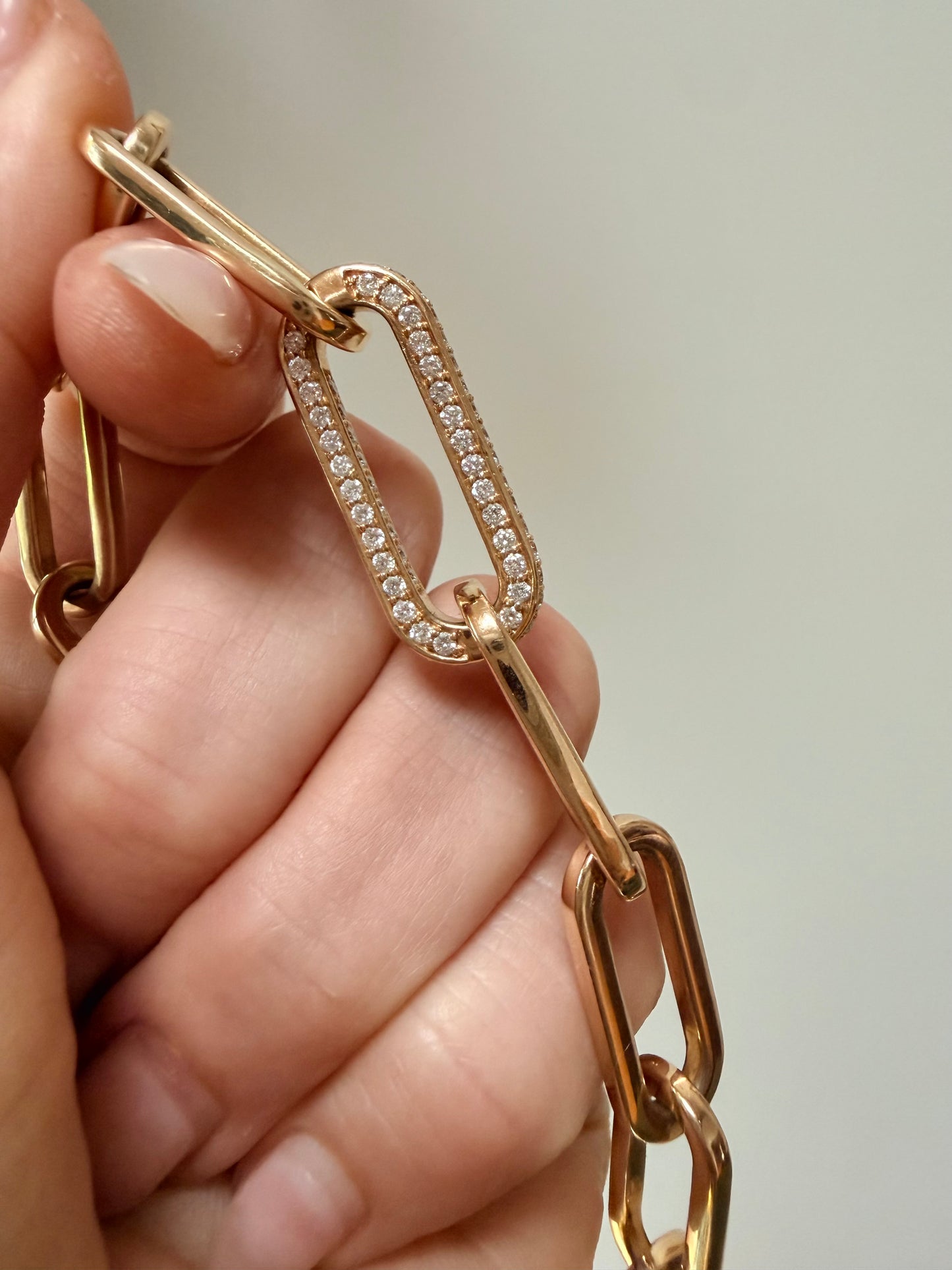 Vintage Diamond Paperclip Link Bracelet