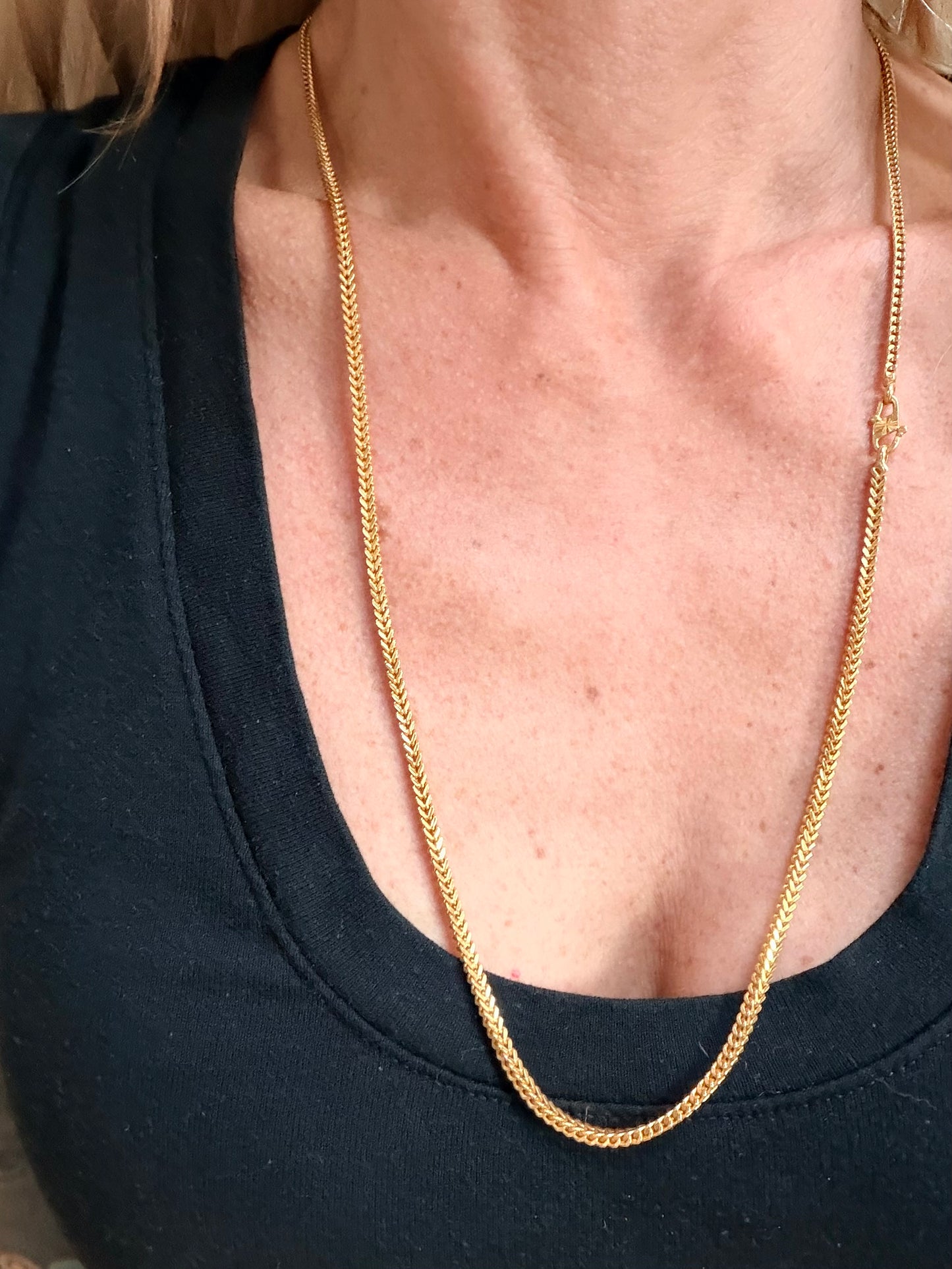 Vintage 22k Gold Box Wheat Chain