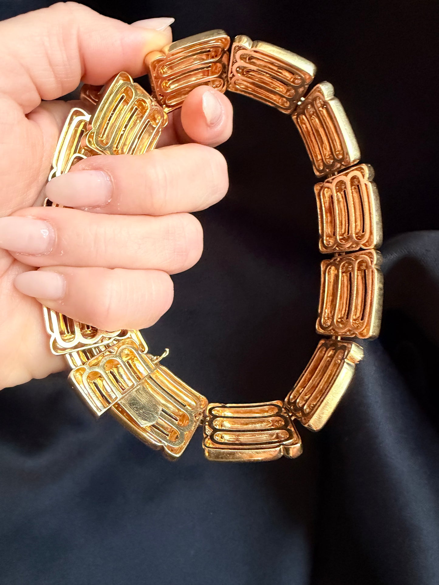 Vintage Geometric Diamond Bar Link Necklace