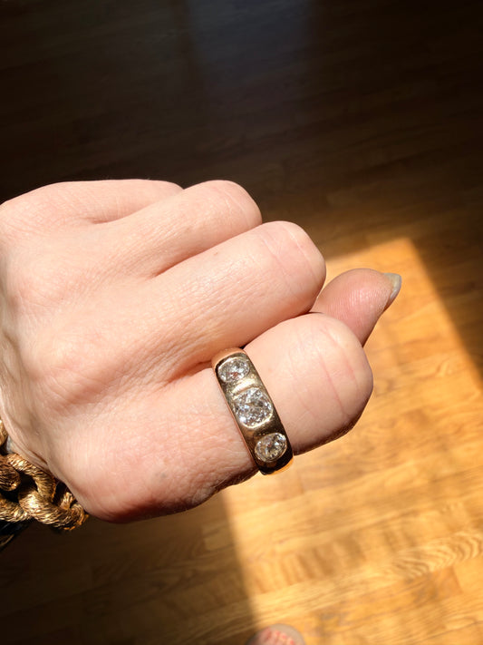 Antique Three Stone Flush Set Ring