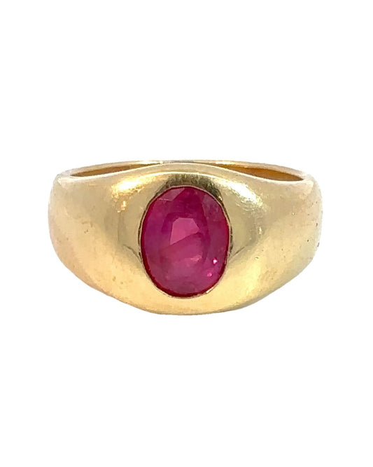 Vintage 18k Yellow Gold Unheated Burma Ruby Ring