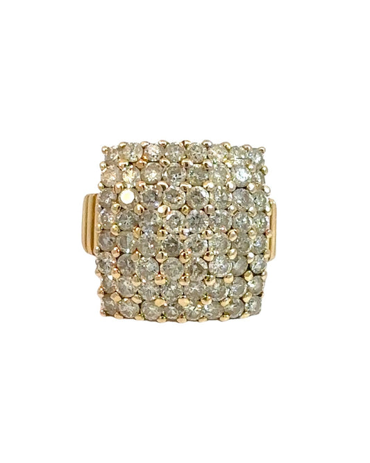 Vintage 14k Yellow Gold Square Diamond Pavé Ring