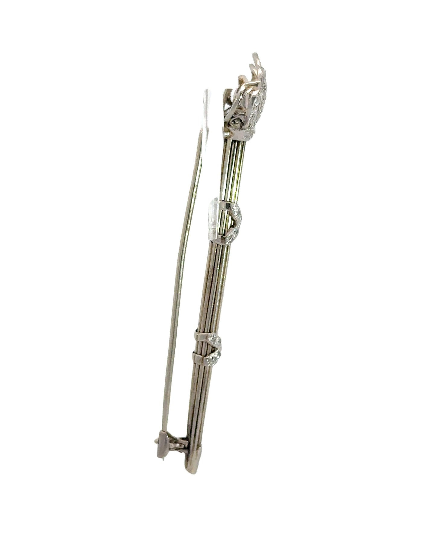 Art Deco Platinum Old Mine Cut Diamond Flaming Torch Brooch