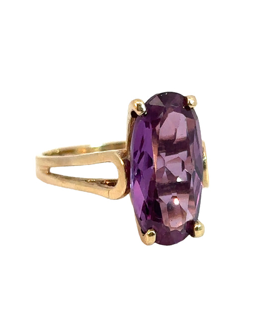Vintage 10k Yellow Gold Created Alexandrite Ring