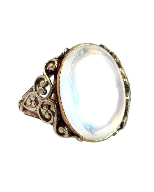 Arts and Crafts Moonstone Cabochon Ring