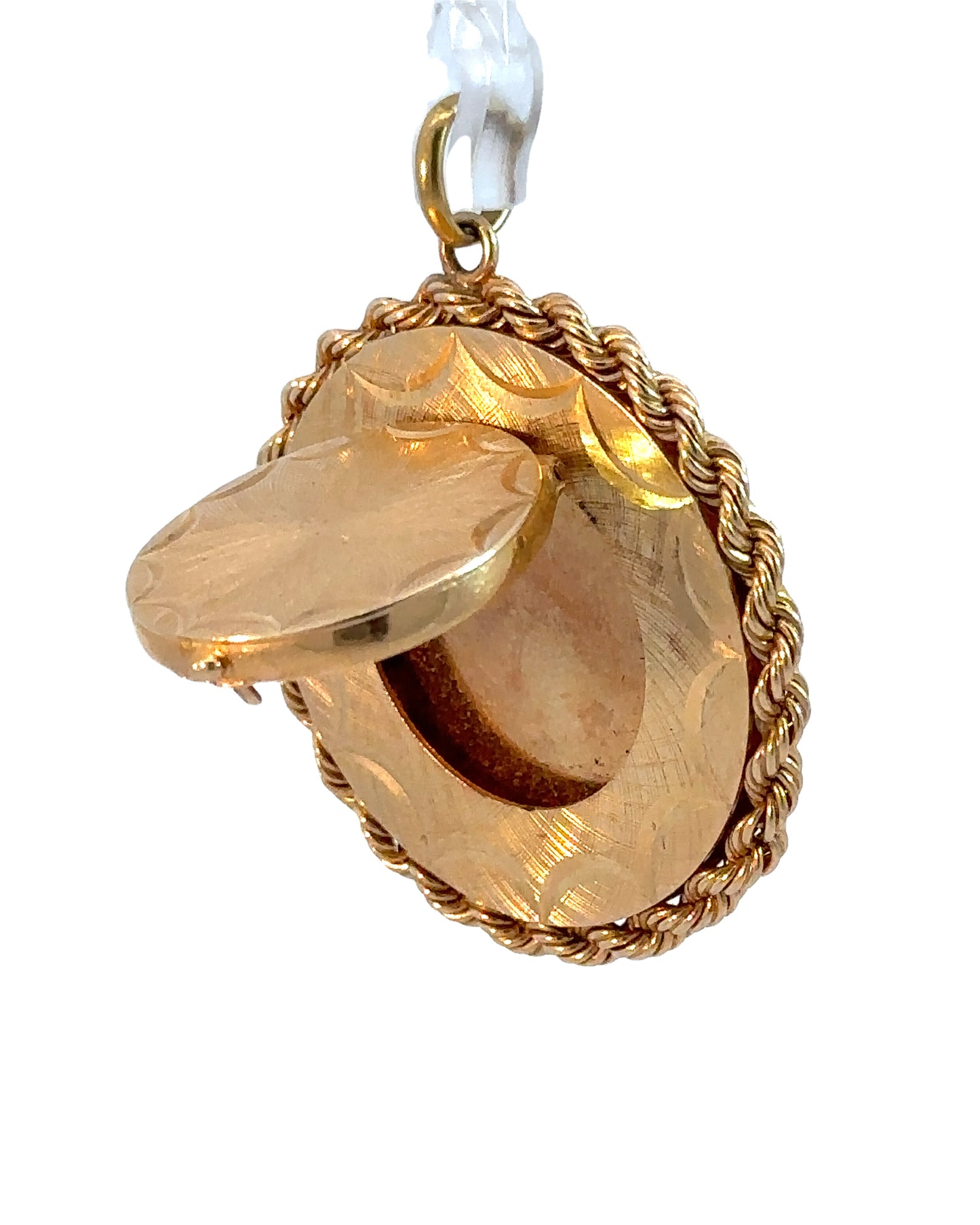 Vintage 14k Yellow Gold Engine Turned Sunrise Locket