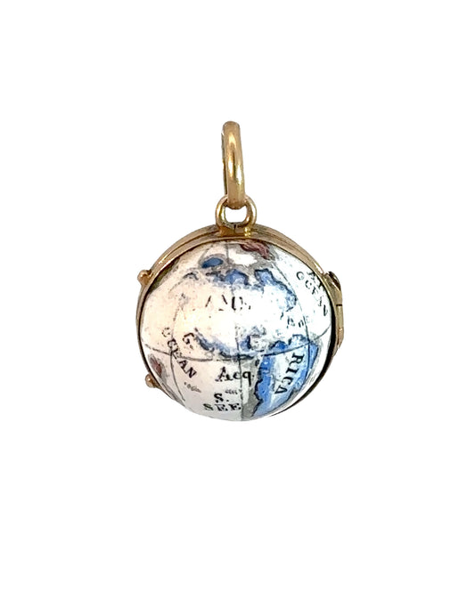 Antique 14k Yellow Gold Enamel Globe Locket