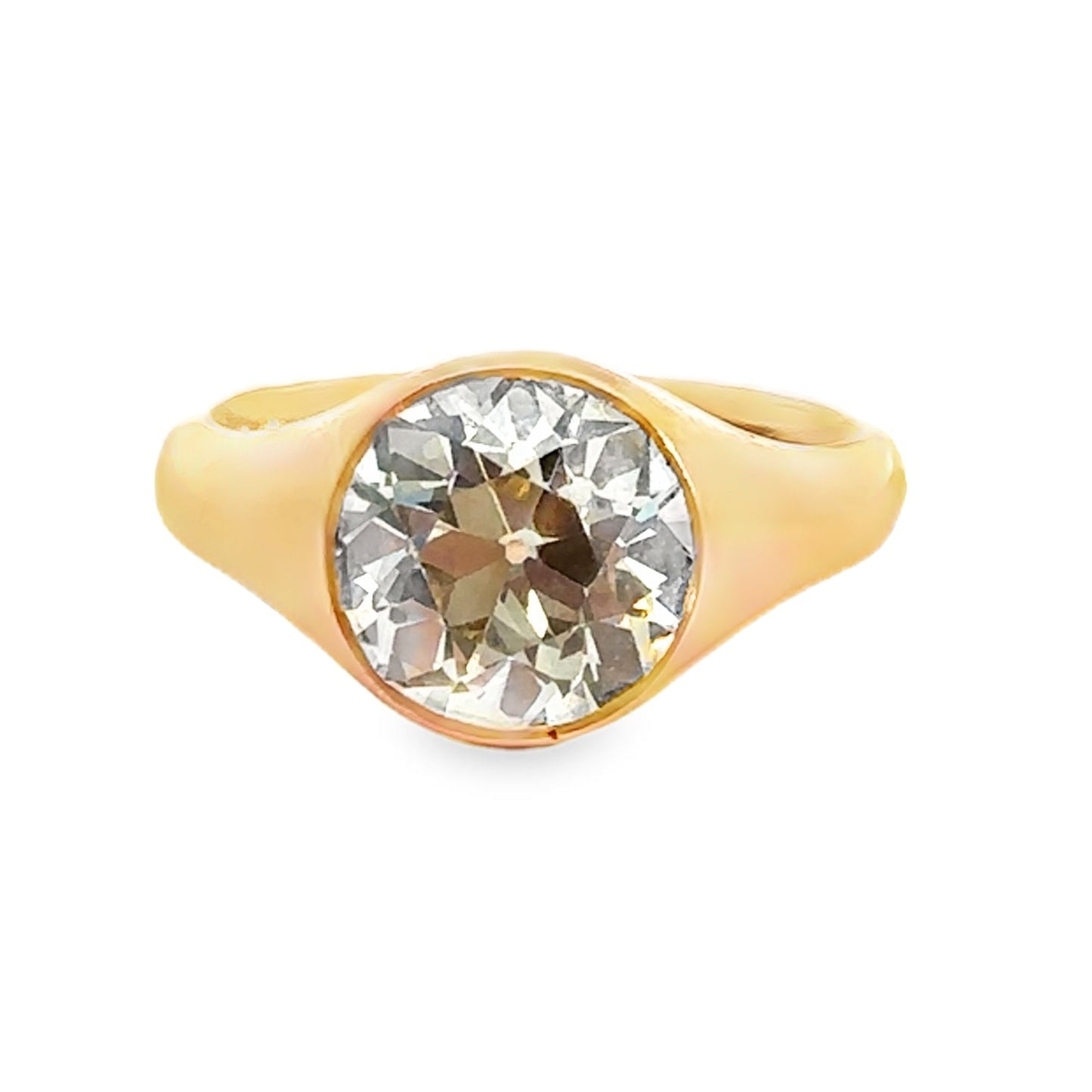 Old European Cut Diamond Flush Solitaire Ring