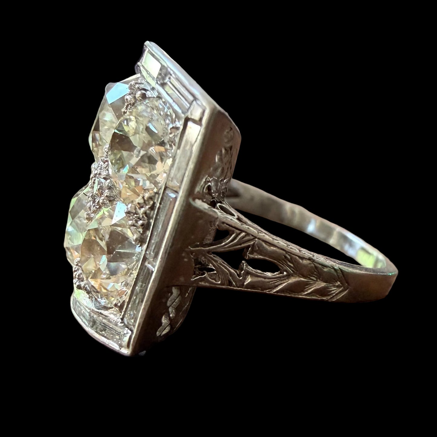 Art Deco Old Mine Cut Diamond Cluster Ring