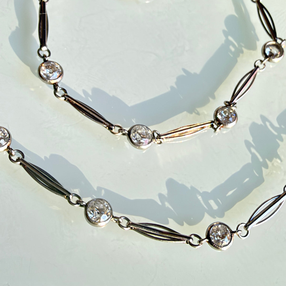 Art Deco Diamond Station Necklace