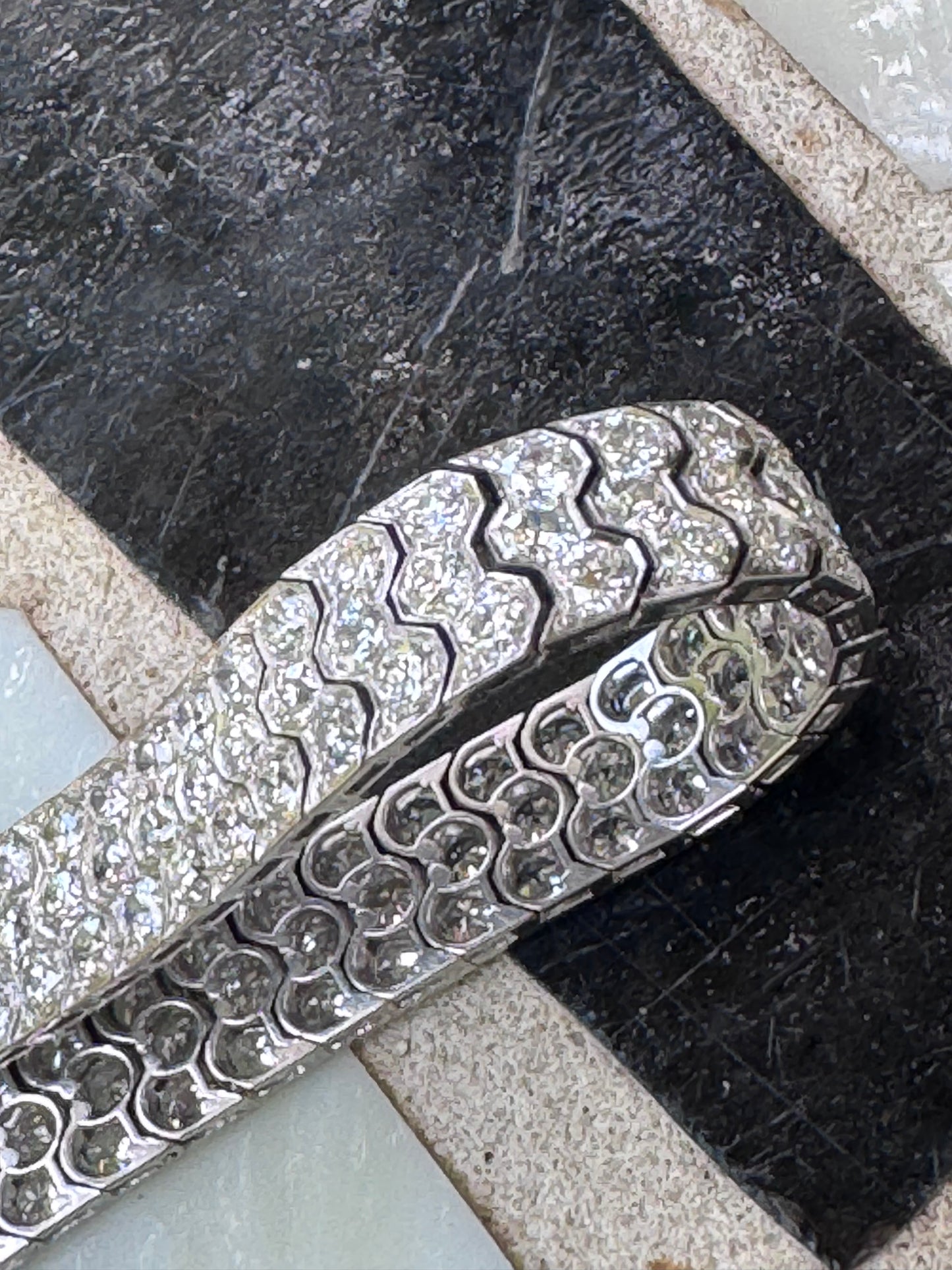 Art Deco Three-Row Honeycomb Diamond Bracelet