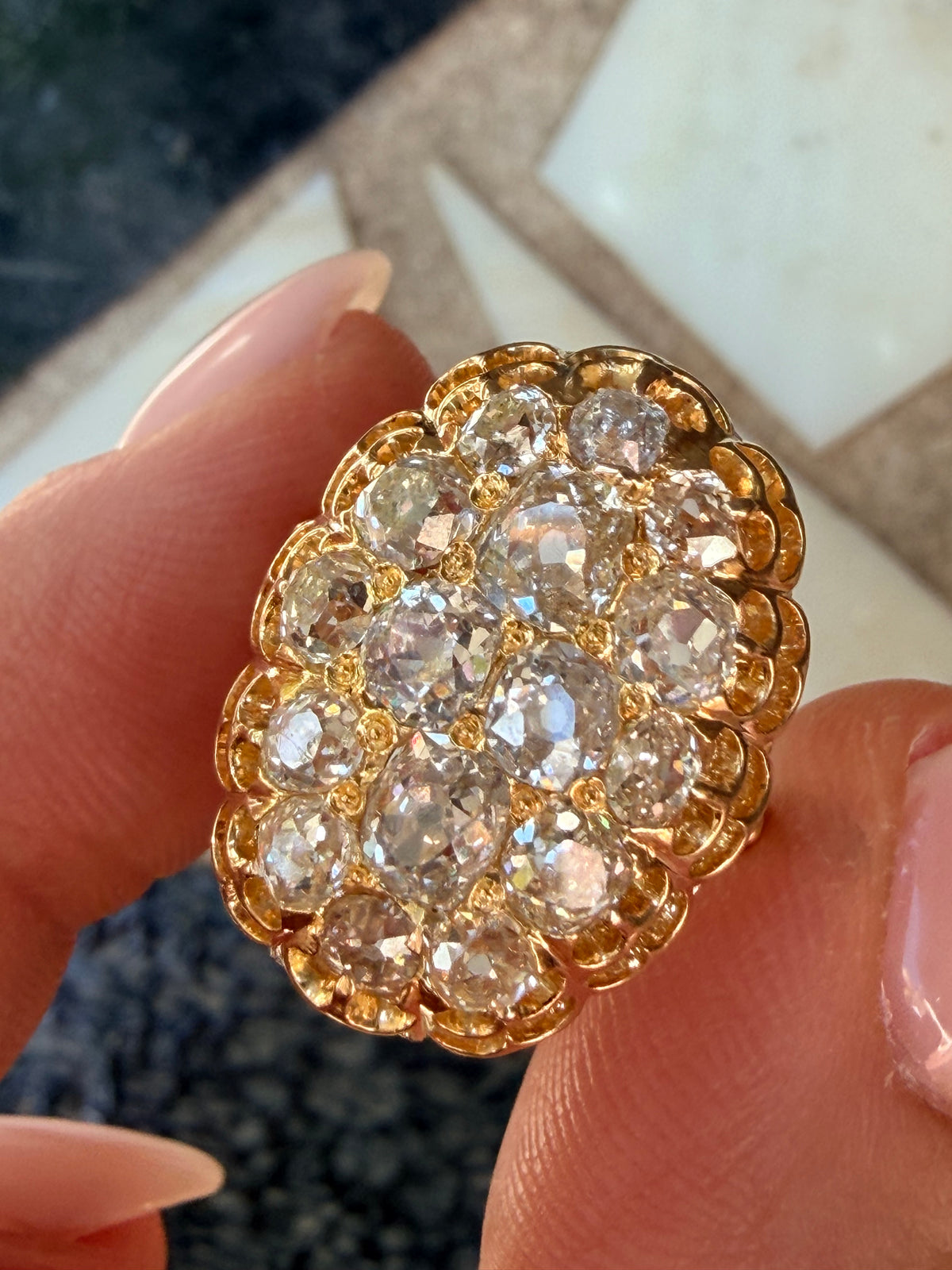 Antique Diamond Cluster Dress Ring