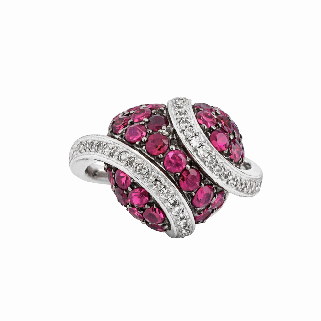 Vintage Ruby and Diamond Wrapped Heart Ring