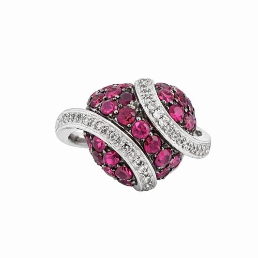 Vintage Ruby and Diamond Wrapped Heart Ring