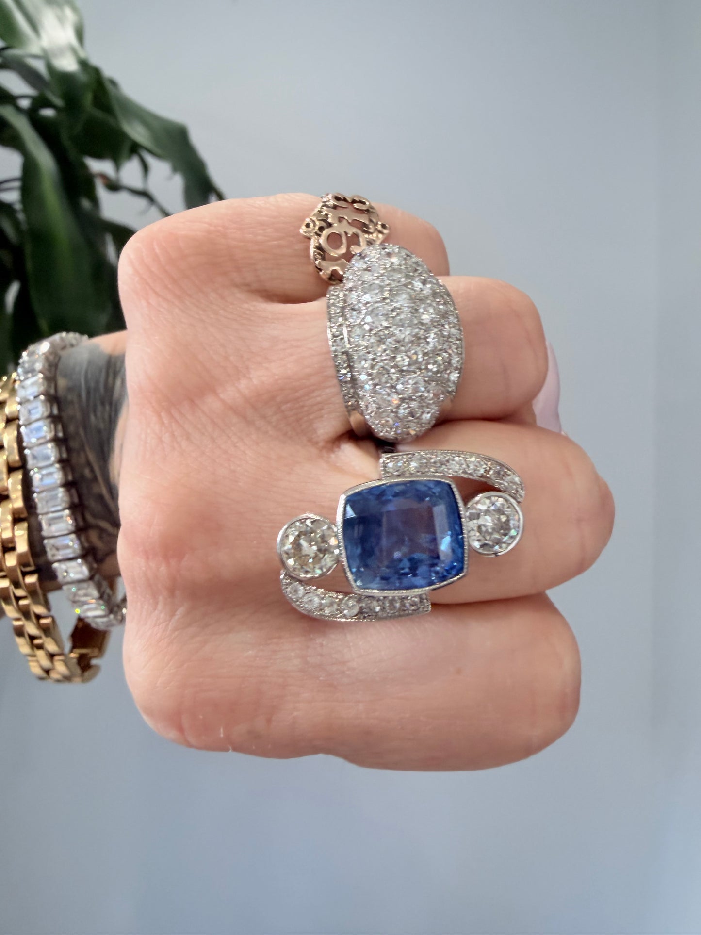 Mid Century Diamond Bombé Ring