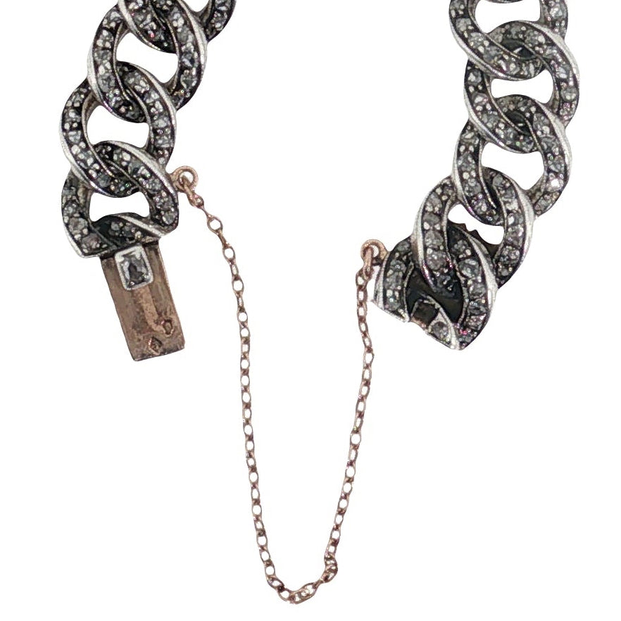 Antique French Diamond Set Curb Bracelet