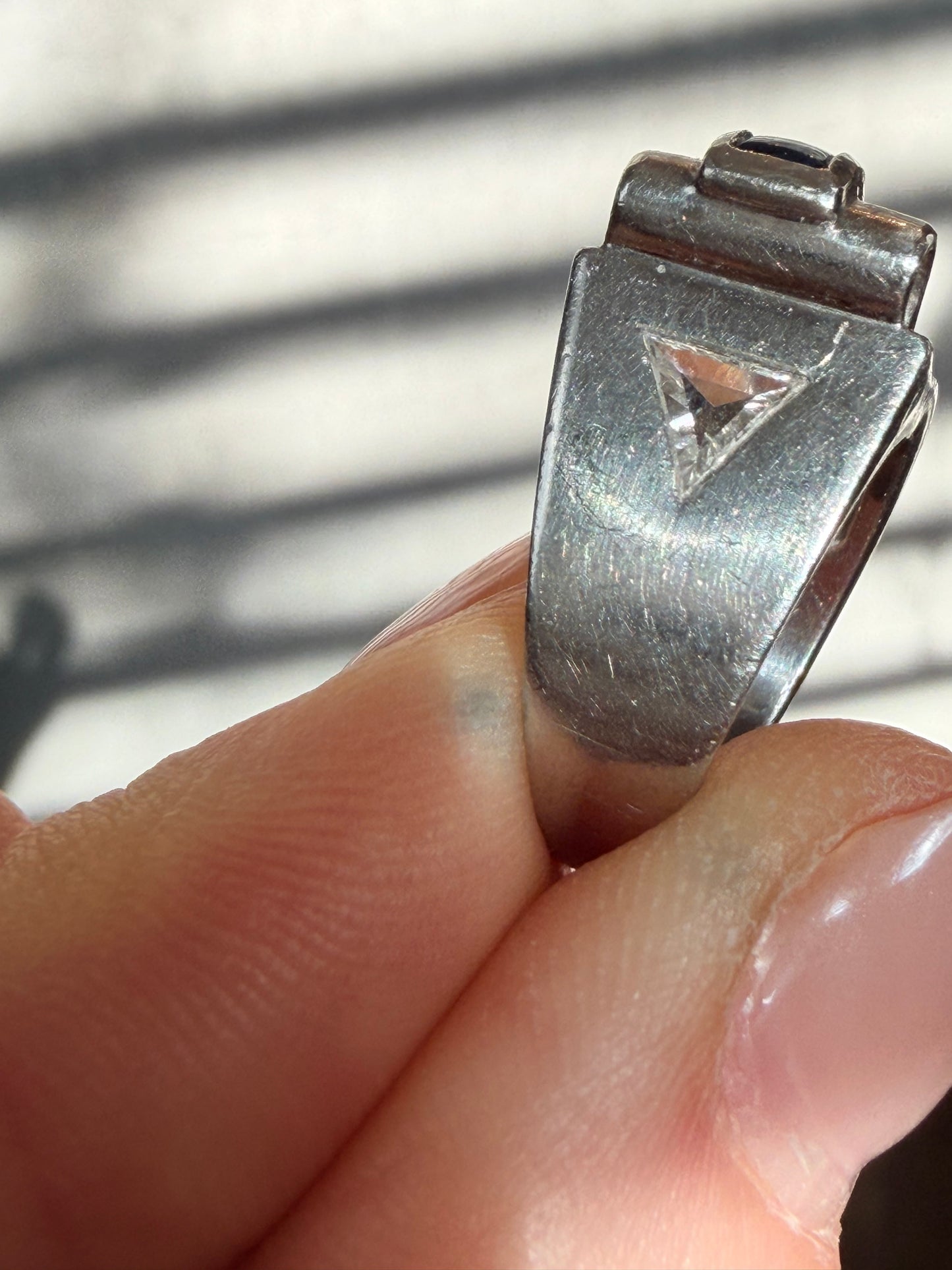 Retro Cartier Sapphire and Diamond Tank Ring