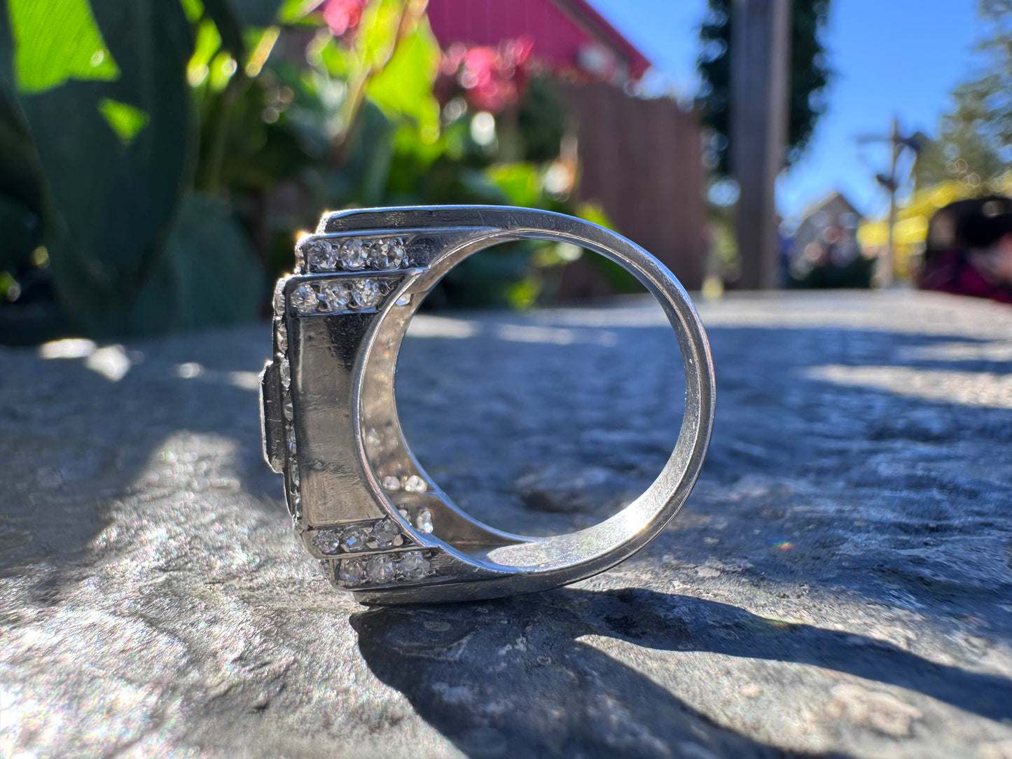 1940s French Geometric Diamond Ring