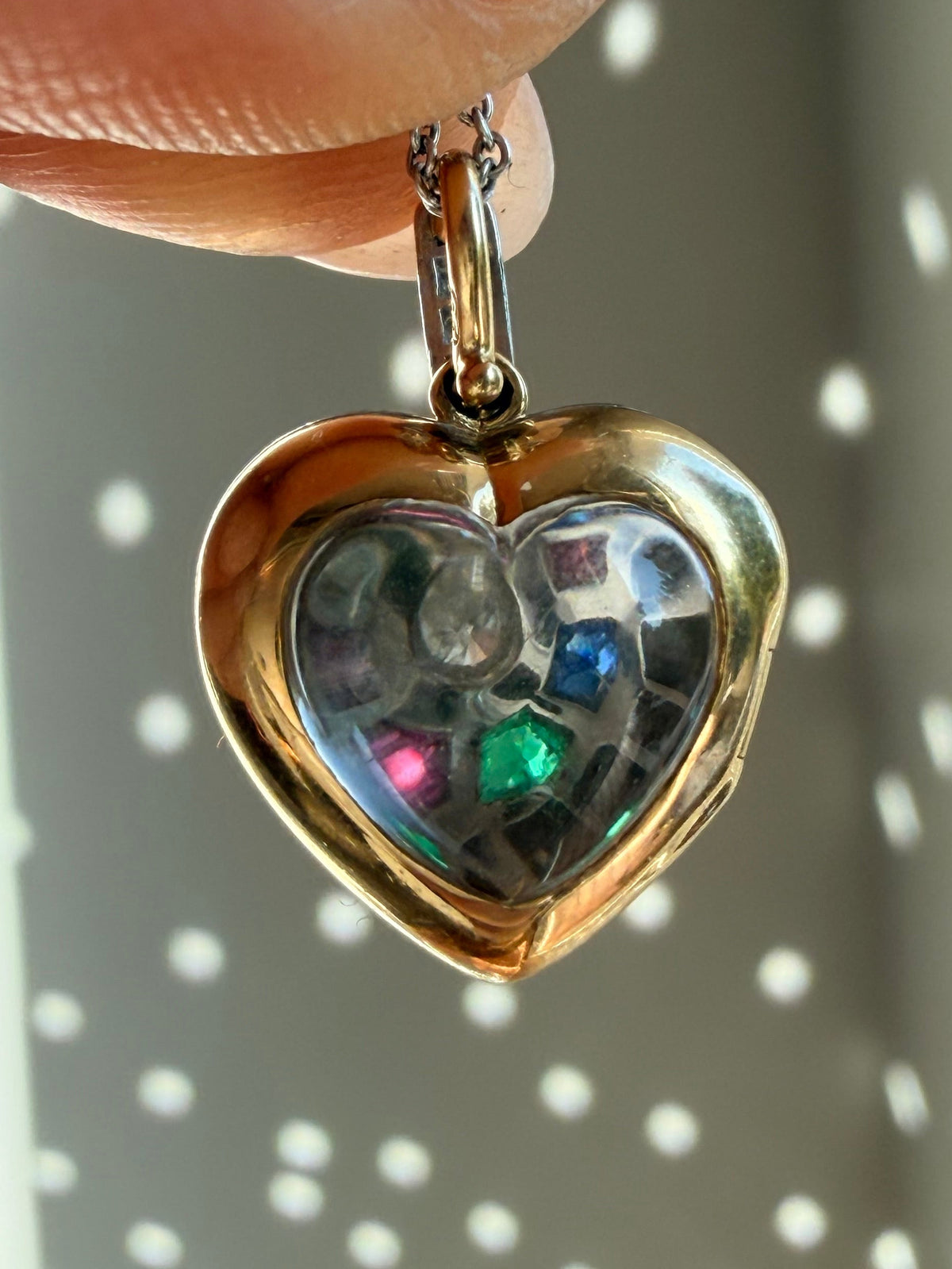 Vintage Multi Gem and Diamond DEAREST Heart Locket Pendant