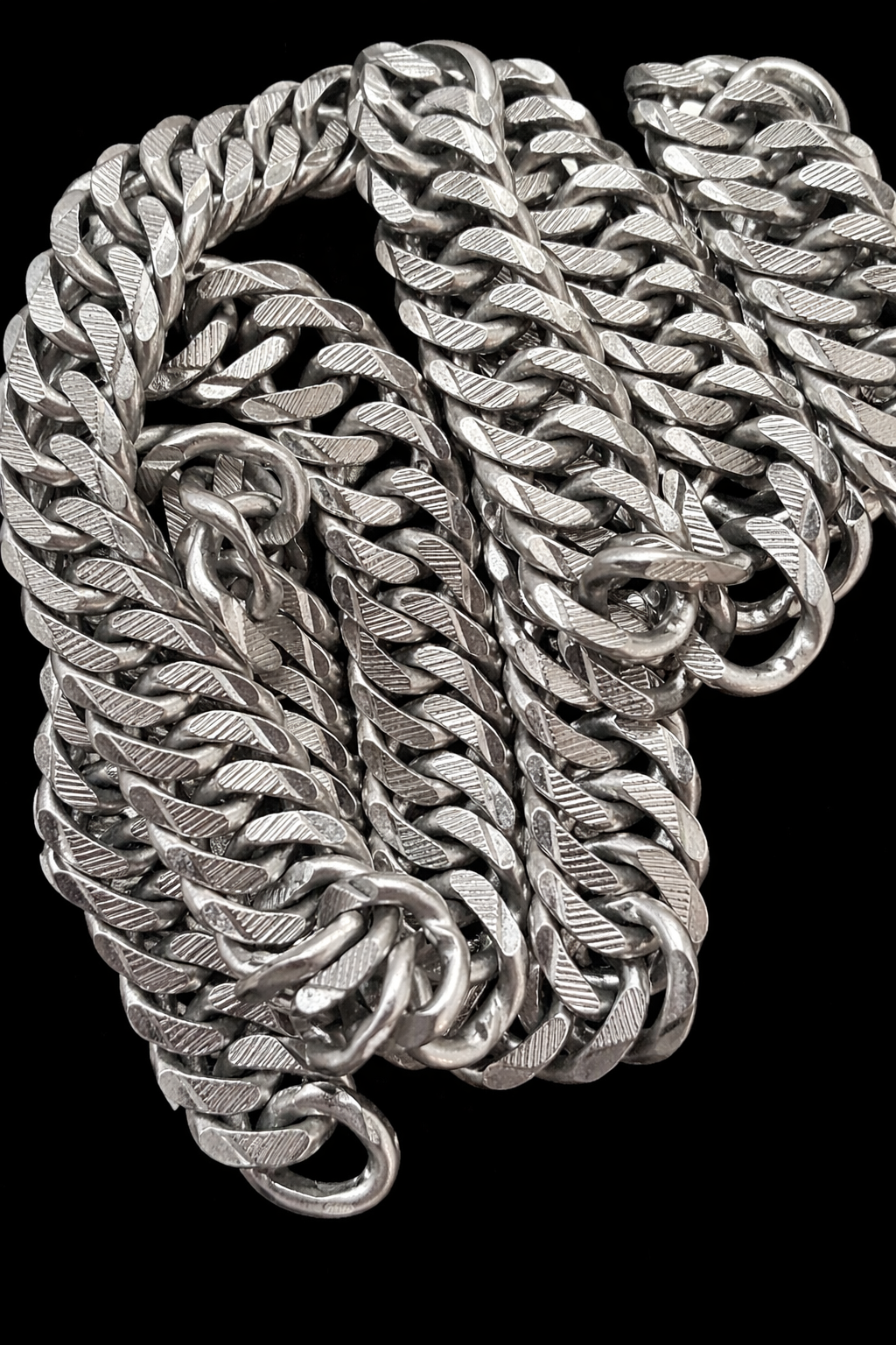Vintage Platinum Flat Curb Link Chain