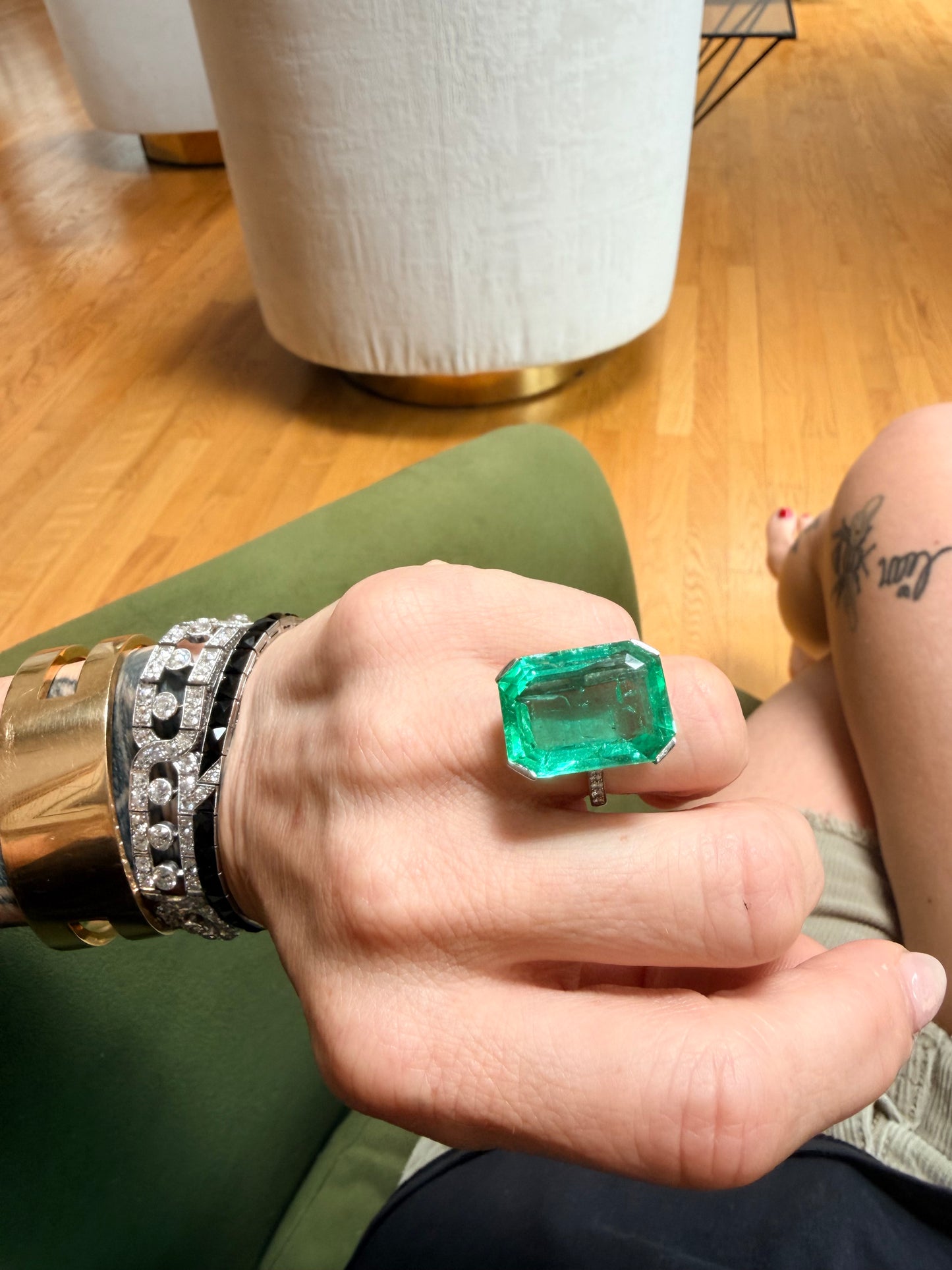 Belle Époque 18.05 Carat Colombian Emerald & Diamond Ring