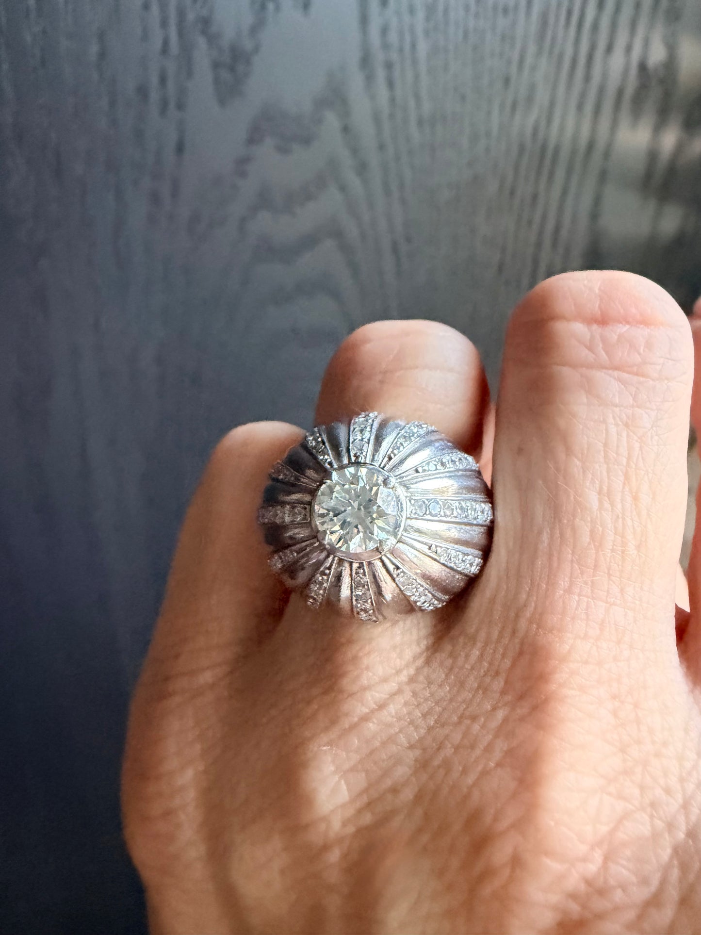 French Art Deco Diamond Bombé Ring