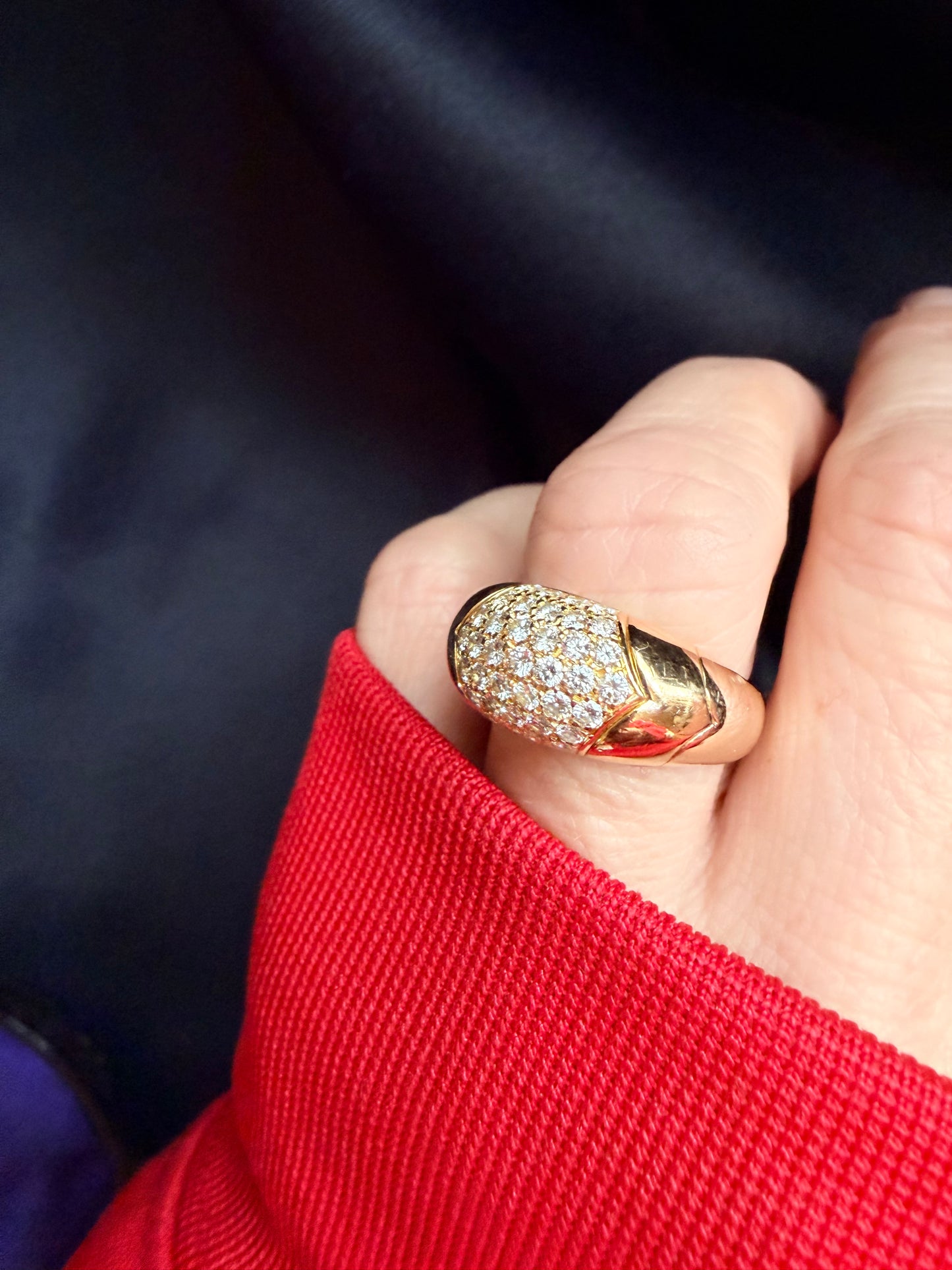 Vintage Bvlgari Pavé Diamond Bombé Ring