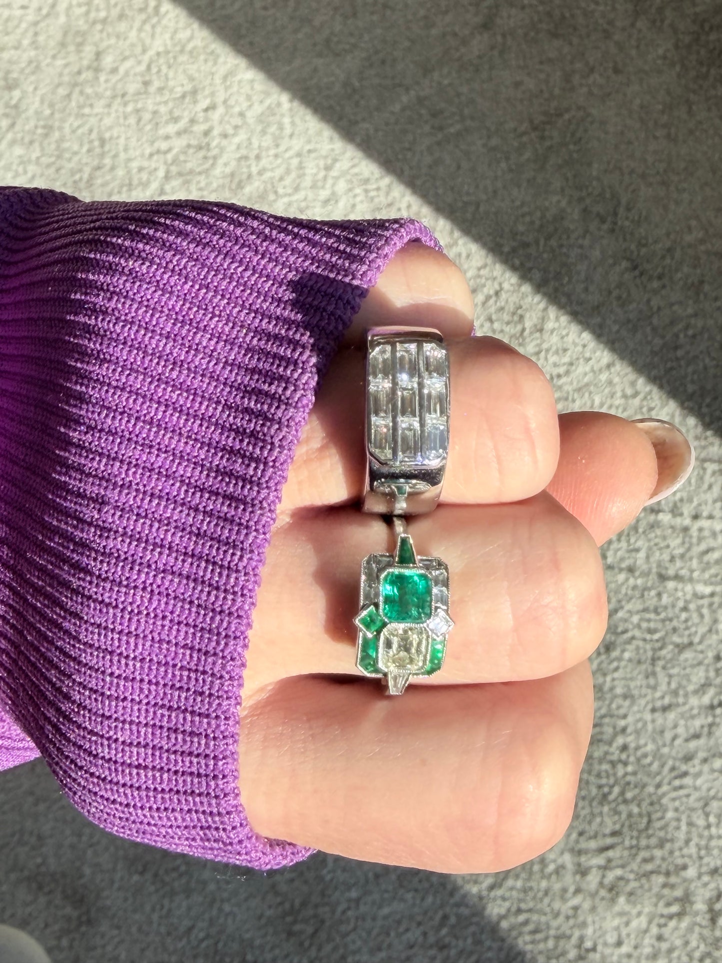 Art Deco Style Emerald and Diamond Ring